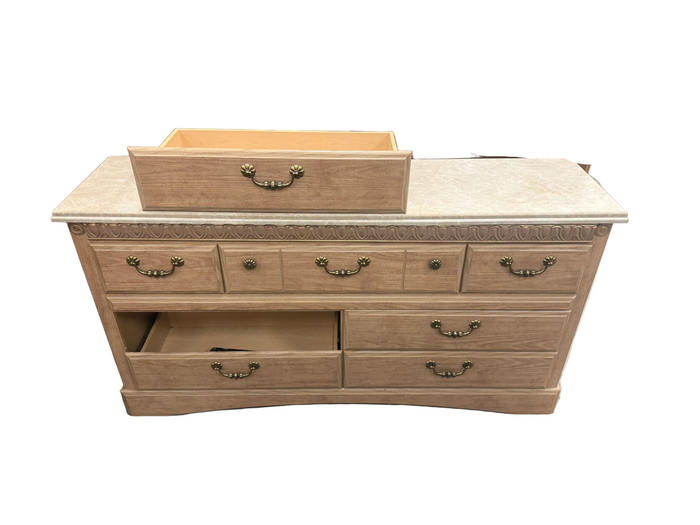 Light Ash and Faux Marble Top Dresser