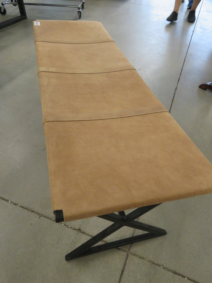 52'W Tan leather Elon Bench