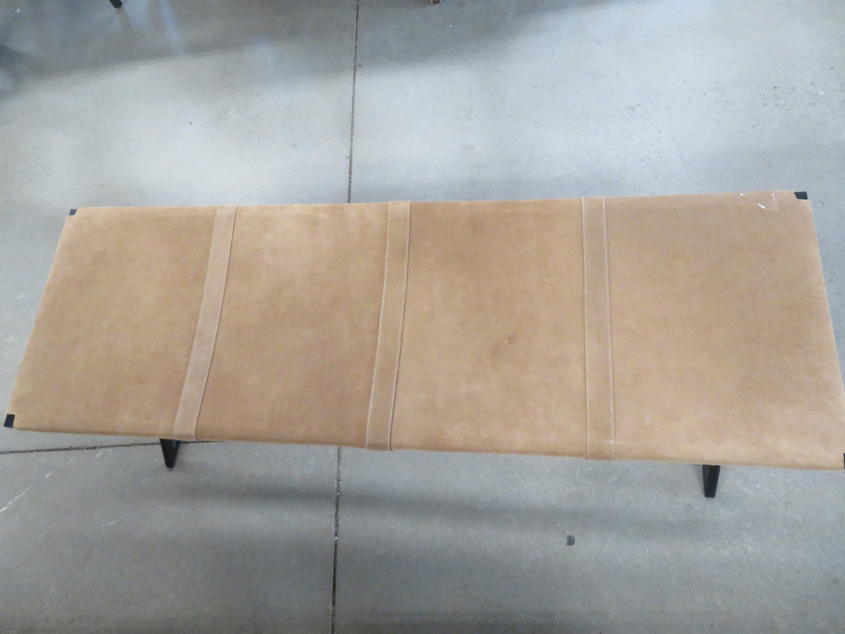 52"W Tan Leather Elon Bench