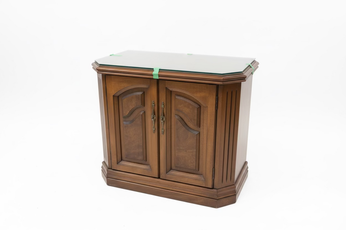 Old Fashioned Wooden Storage Cabinet with Glass-top