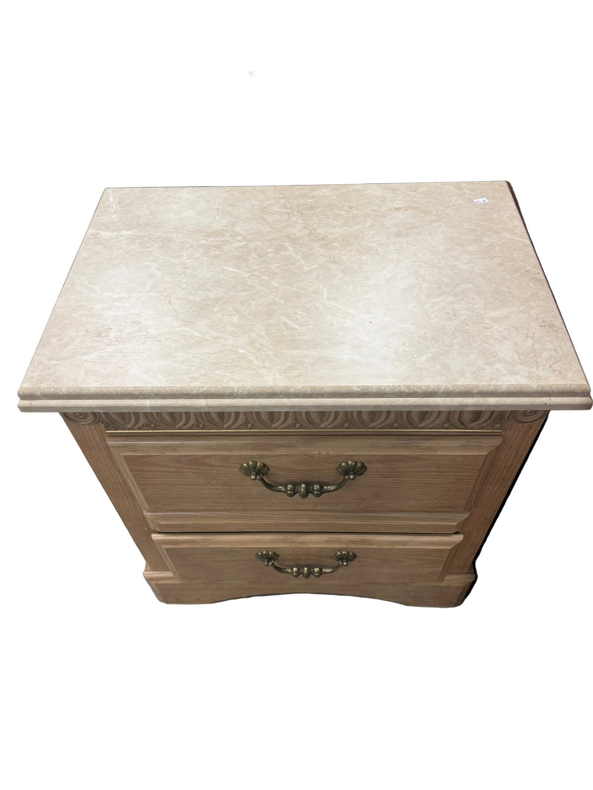 Light Ash and Faux Marble Top Nightstand