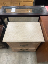 Light Ash and Faux Marble Top Nightstand