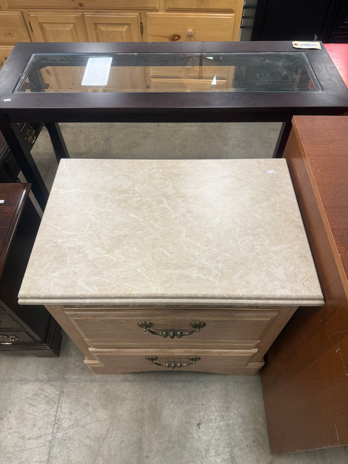 Light Ash and Faux Marble Top Nightstand