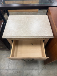 Light Ash and Faux Marble Top Nightstand