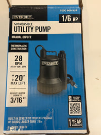 1/12 HP Portable Submersible Utility Pump
