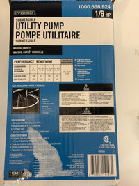 1/12 HP Portable Submersible Utility Pump