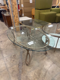 Hollywood Regency-Styled Oval Glass-Top Coffee Table