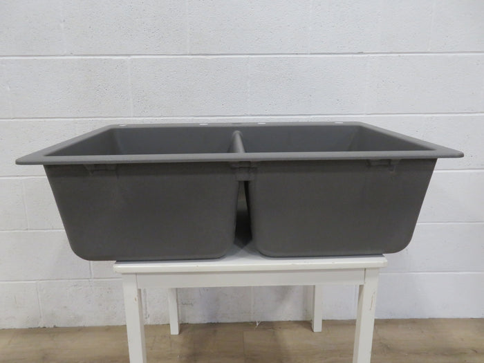 33" Drop-in Double Kitchen Sink in Gray