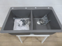 33" Drop-in Double Kitchen Sink in Gray