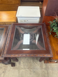 Square Dark Wood Ornate Side Table