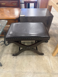 Black Faux Leather X Frame Stool