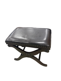 Black Faux Leather X Frame Stool