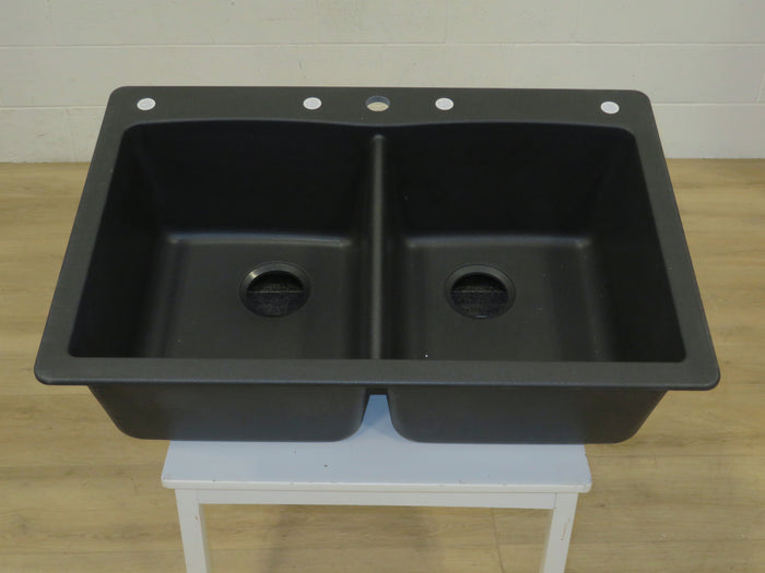 Glacier Bay Double Bowl Drop-in Kitchen Sink in Black