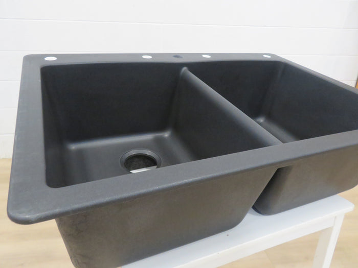 Glacier Bay Double Bowl Drop-in Kitchen Sink in Black