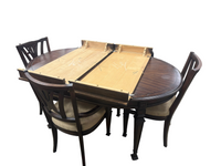 Dark Brown Finish Oval Dining Table Set
