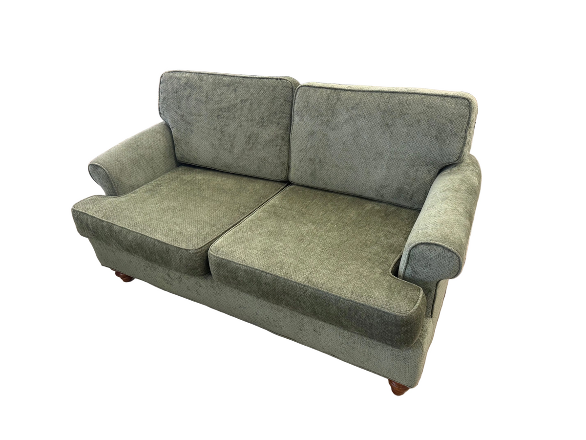 Cozy Olive-Green Velvet Two-Seater Sofa
