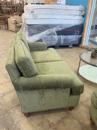 Cozy Olive-Green Velvet Two-Seater Sofa