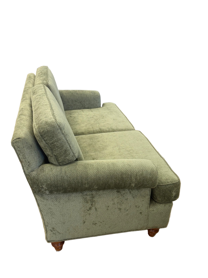 Cozy Olive-Green Velvet Two-Seater Sofa