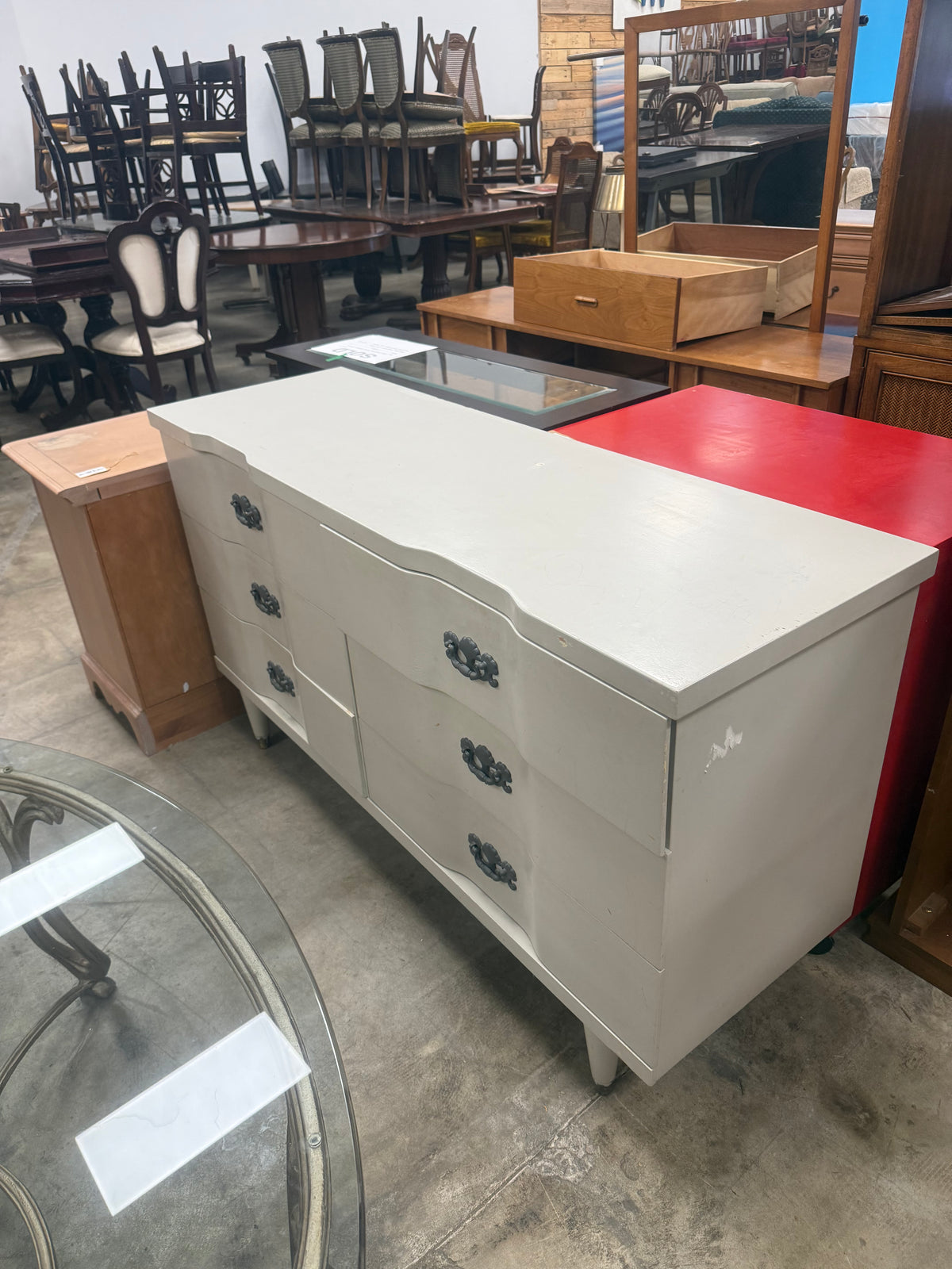 Grayish White Double Dresser