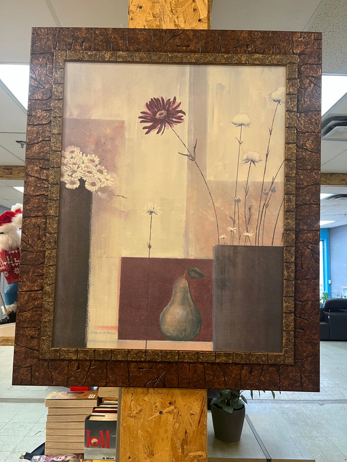 34.5" x 28.5" Pear and Flowers Art Work