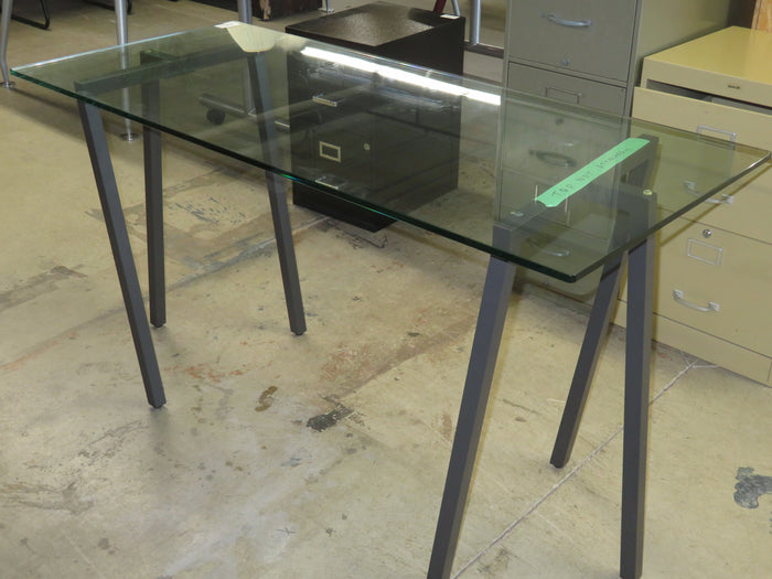 54"W Glass Top Desk