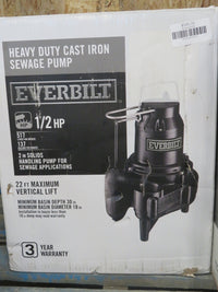 Everbilt 1/2 HP Heavy-Duty Sewage Pump