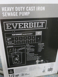Everbilt 1/2 HP Heavy-Duty Sewage Pump