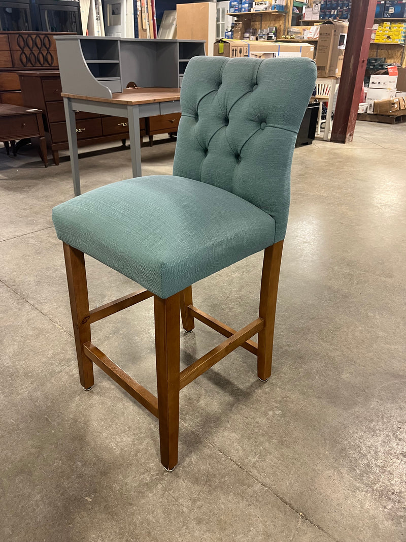 Blue Tufted Bar Stools