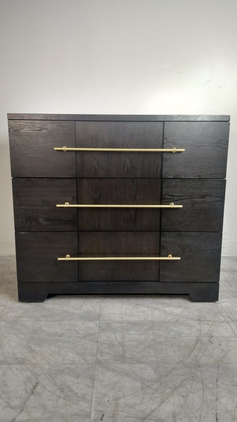 Dark Grey Oak Dresser with Polished Brass Pulls
