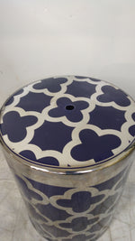 Blue and Silver Ceramic Garden Stool