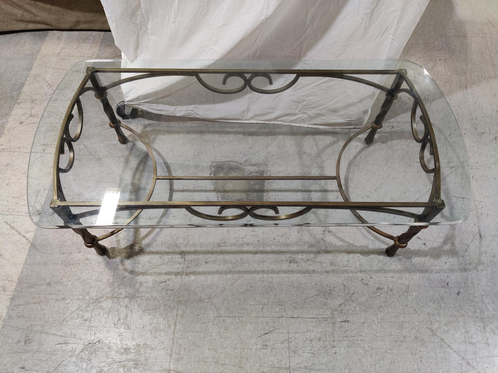 Glass Coffee Table with Curved Decals