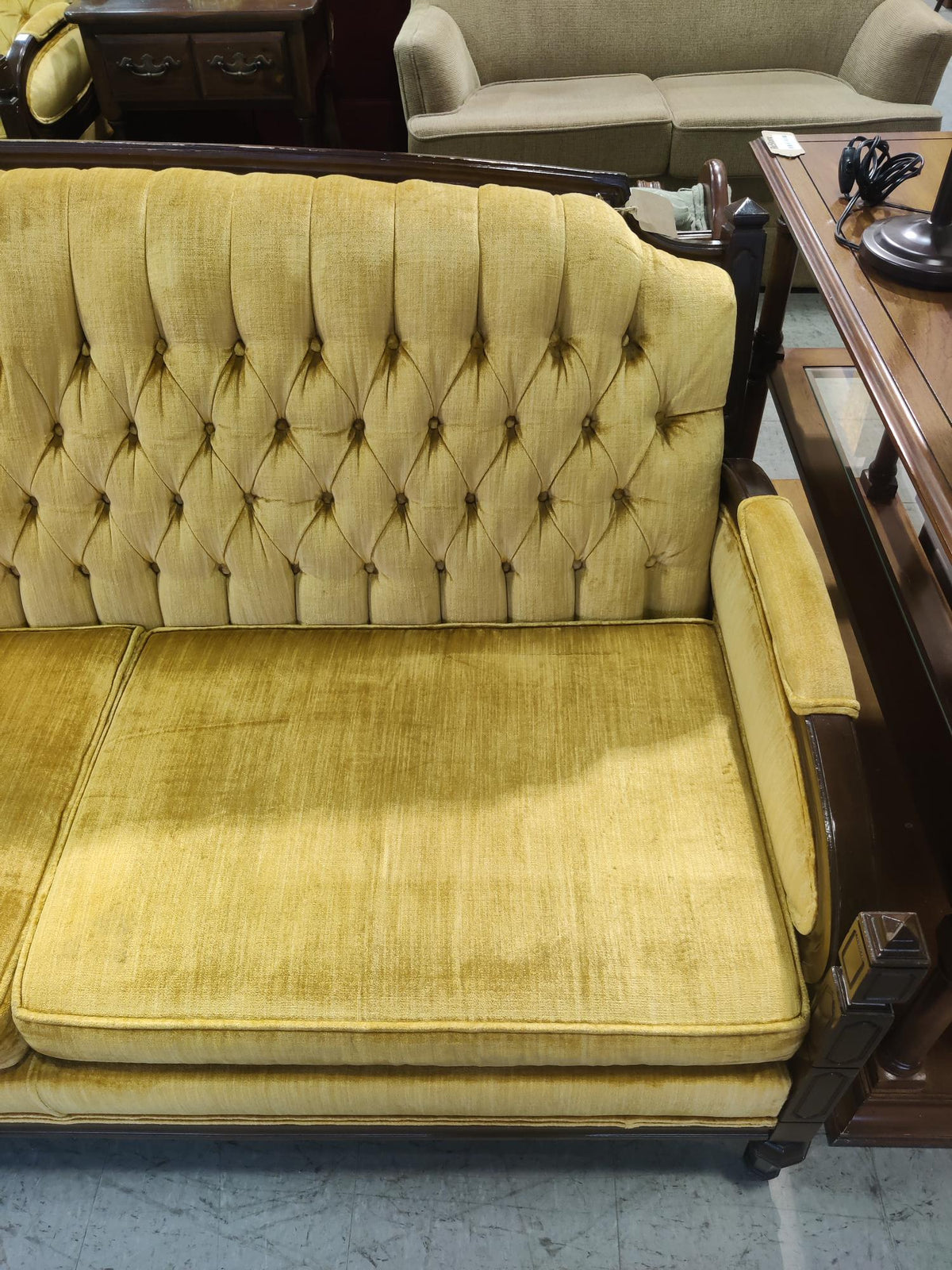 Yellow Upholstered Wood Frame Sofa