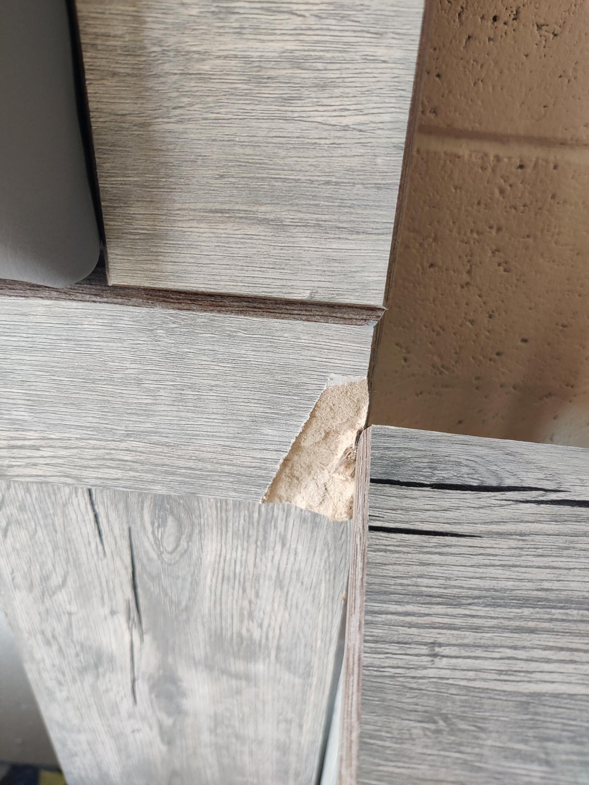 Taupe Faux Wood Queen Bed Frame