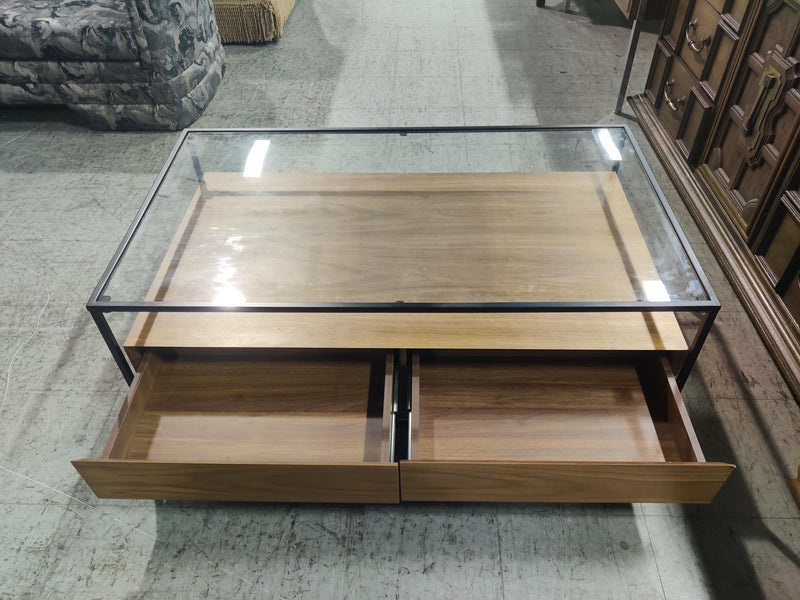 Mid-Century Modern Glass Top Coffee Table
