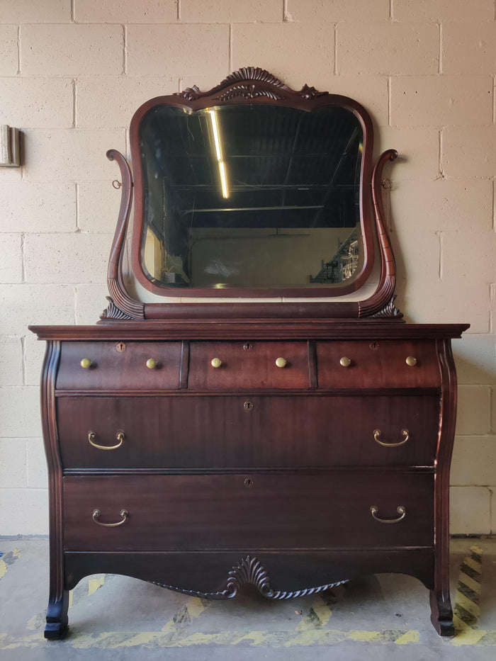 Deep Red Dresser with Mirror