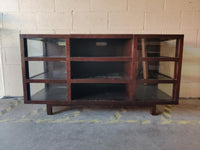 Wood TV Stand with Glass Doors