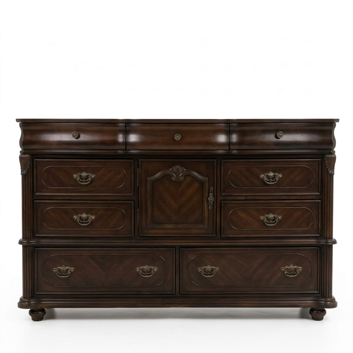Large Traditional Dark Mahogany Wood Buffet