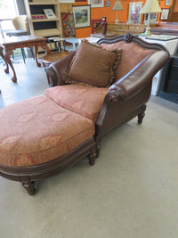 41"W Brown Armchair with Ottoman