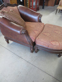 41"W Brown Armchair with Ottoman