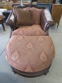 41"W Brown Armchair with Ottoman