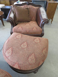 41"W Brown Armchair with Ottoman