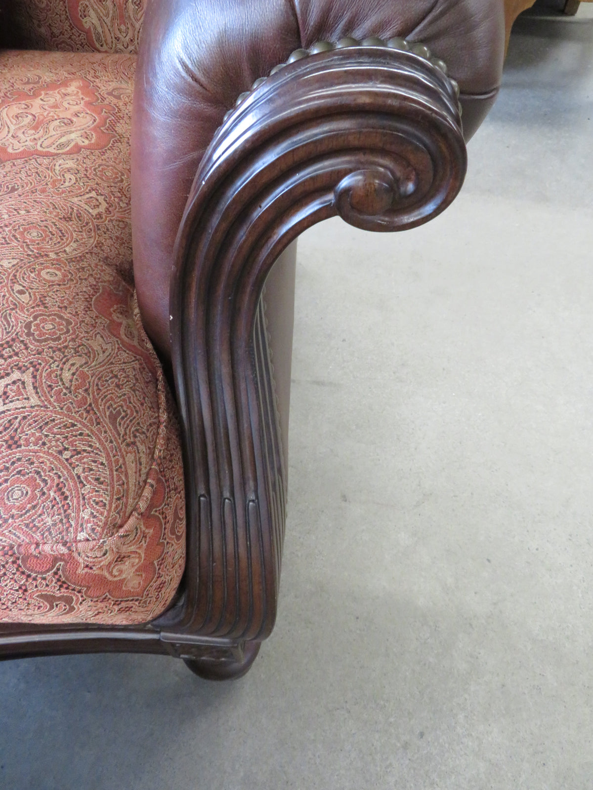 41"W Brown Armchair with Ottoman