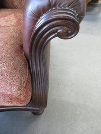 41"W Brown Armchair with Ottoman