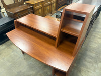Reddish Wooden Computer Desk with Integrated Hutch