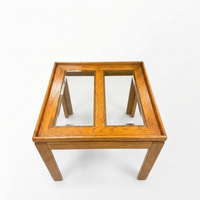 Vintage Wooden End Table with a Tinted Glass Insert