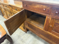 Tiger Oak Sideboard with an Elevated Oval Mirror Back