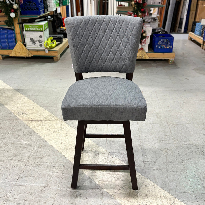 Bar Stool/Chair with 360-Degree Swivel in Gray Diamond Quilted Pattern