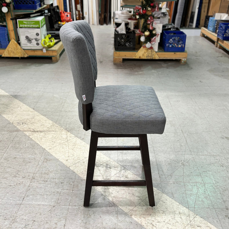 Bar Stool/Chair with 360-Degree Swivel in Gray Diamond Quilted Pattern