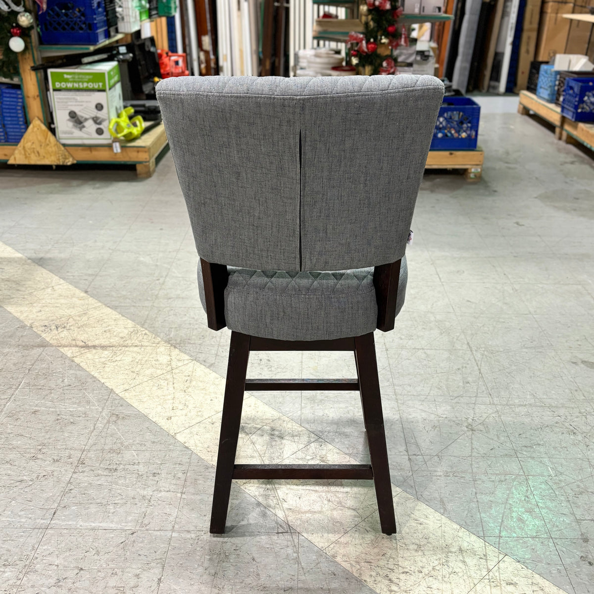 Bar Stool/Chair with 360-Degree Swivel in Gray Diamond Quilted Pattern