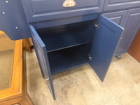 HOMCOM 58-Inch Kitchen Island/Rolling Kitchen Cart - Navy Blue